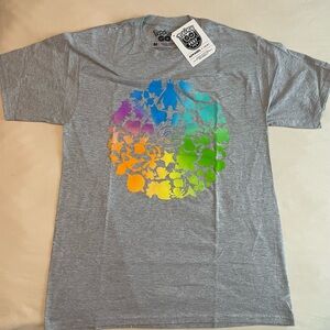Gray Graphic T-Shirt with Multicolor Design
